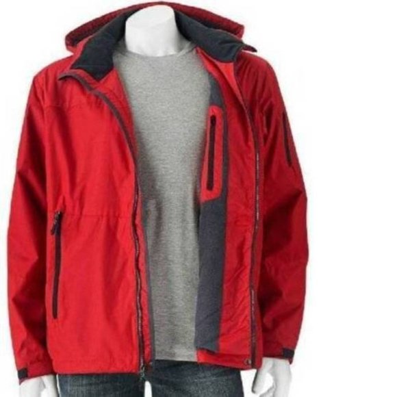 Mens Winter Jacket Hemisphere Red 2XL Wind Water Resistant Down Alt Fill Hooded - Picture 2 of 11